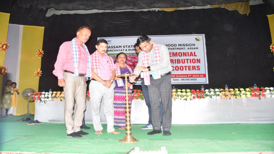 Glimpse of scooty distribution to community cadres under Sakhi express at District library Karimganj