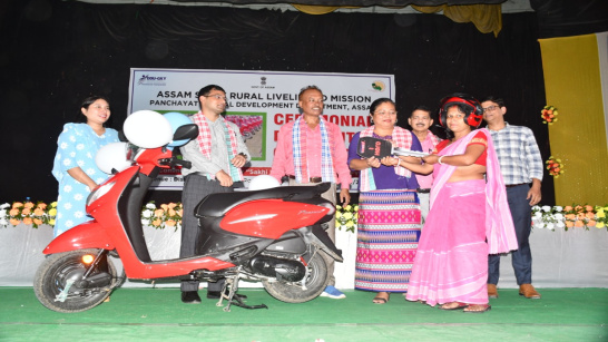 Glimpse of scooty distribution to community cadres under Sakhi express at District library Karimganj