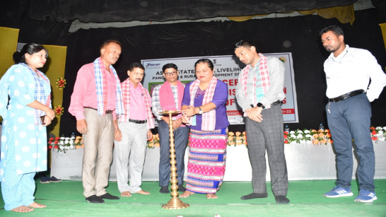 Glimpse of scooty distribution to community cadres under Sakhi express at District library Karimganj